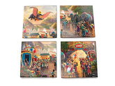 Disney 101 Dalmatians Glass Coaster Set Decor - Thomas Kinkade - Comes with Stylish Modern Wooden Holder